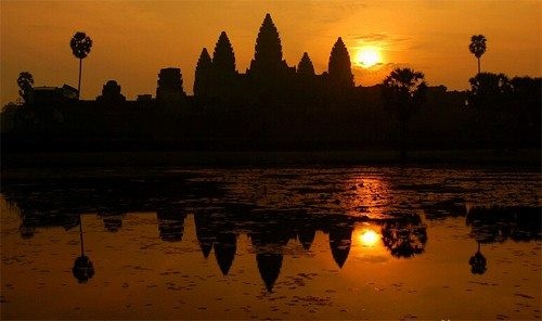 Hình ảnh hoàng hôn tại Angkor Wat, Campuchia